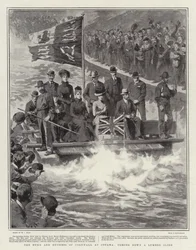 Der Herzog und die Herzogin von Cornwall in Ottawa, die eine Holzrutsche hinunterfahren